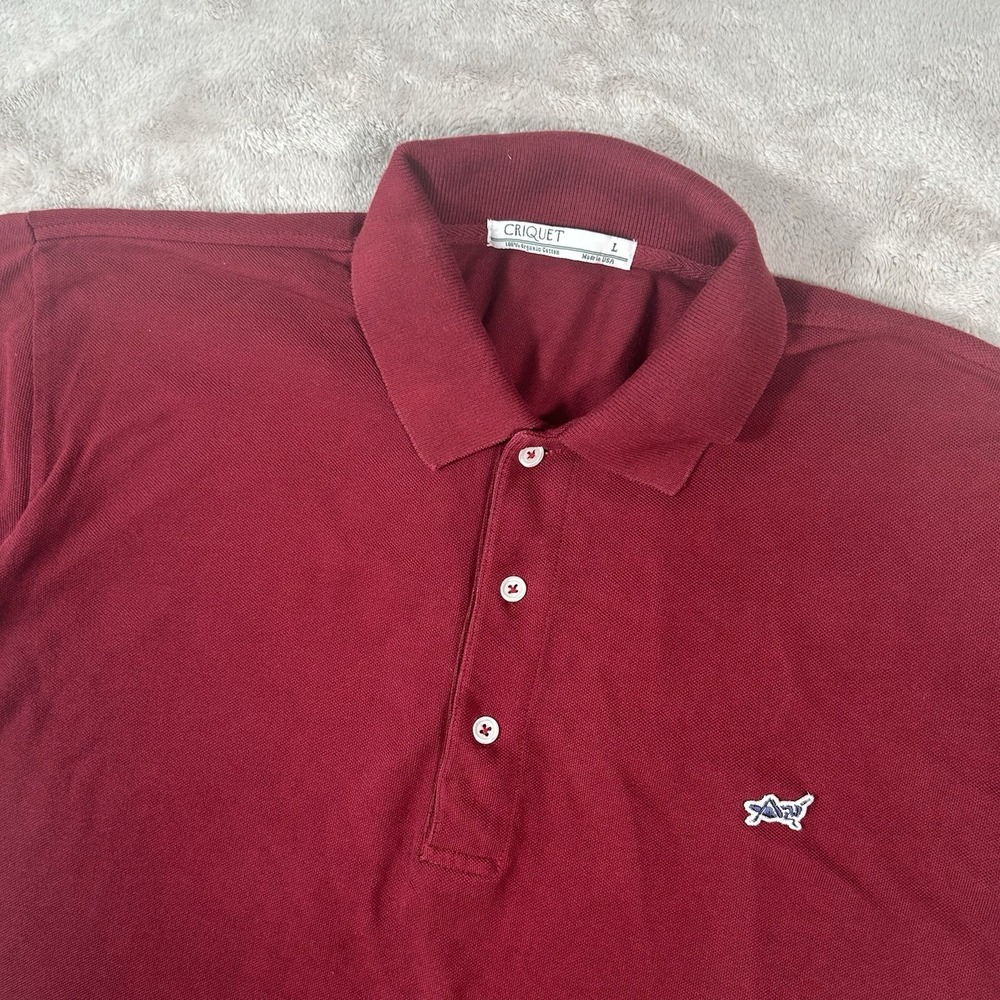 VTG Criquet Polo Shirt Mens Large Maroon Performance Stretch Golf Made In USA